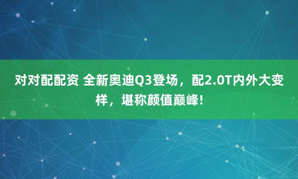 对对配配资 全新奥迪Q3登场，配2.0T内外大变样，堪称颜值巅峰!